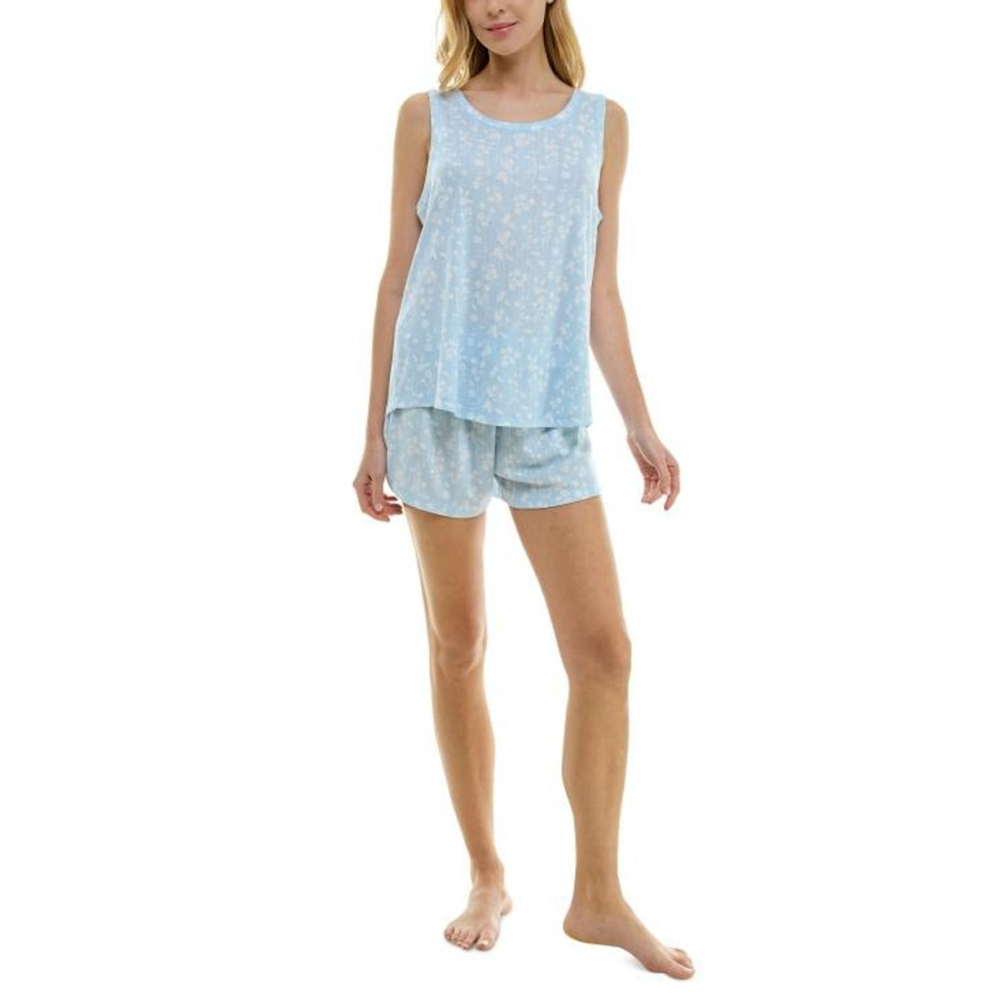 Roudelain Women's Size Large 2-Pc. Blue Pointelle Tank & Shorts Pajama Set NWT